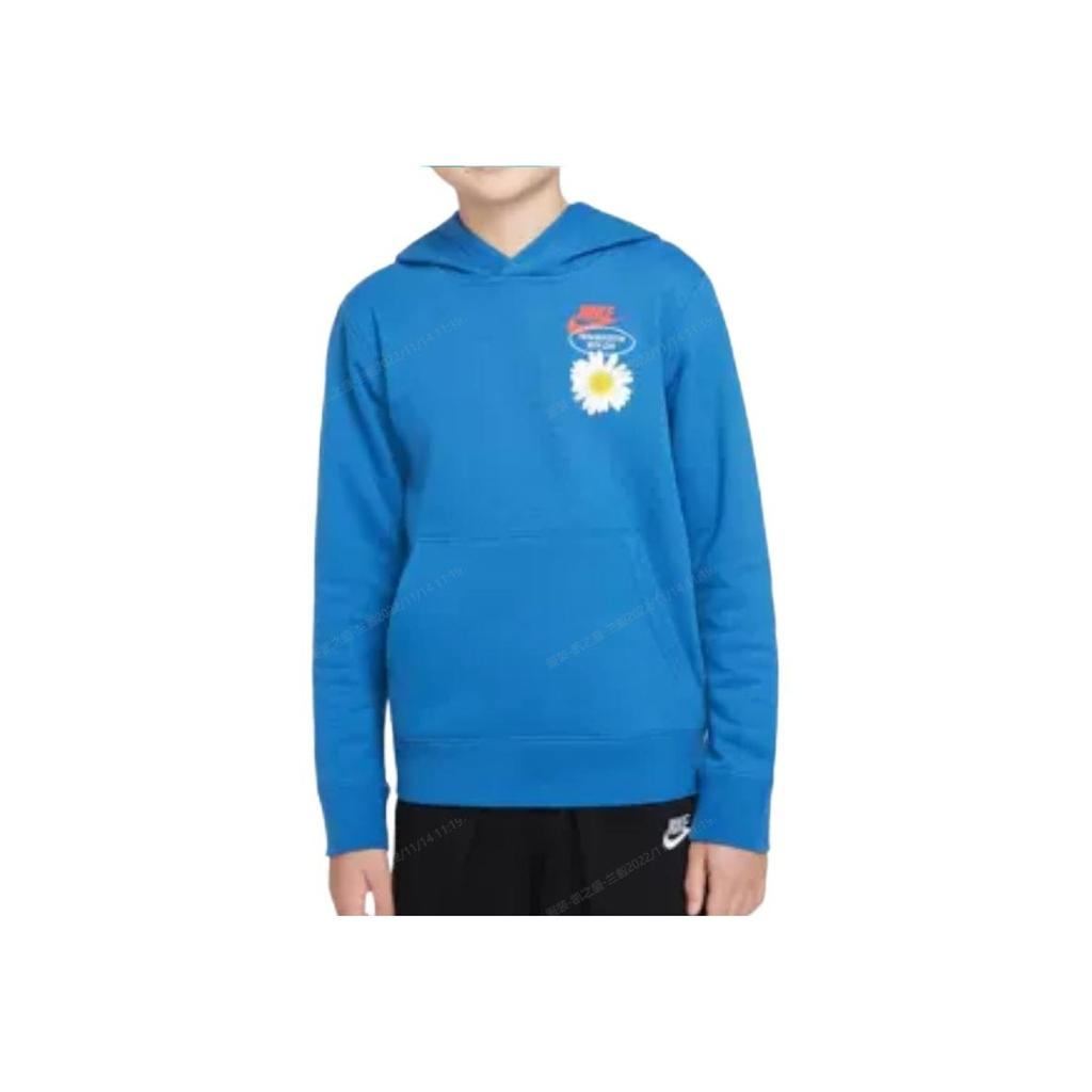 Nike Kids Sunflower Floral Print Logo Zip-Up Hoodie Jacket Kids outerwear Blue DM8102-407