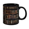 Stained-Glass Bookshelf Mug 11oz Ceramic Coffee Mug Literary Gift for Book Lovers Unique Home Office Decor