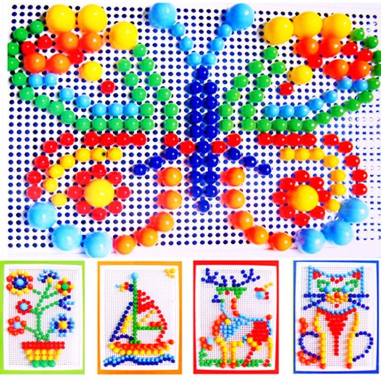 296 In 1 / Set Early Childhood Educational Creative DIY Desktop Mushroom Nail Puzzle Game Toy