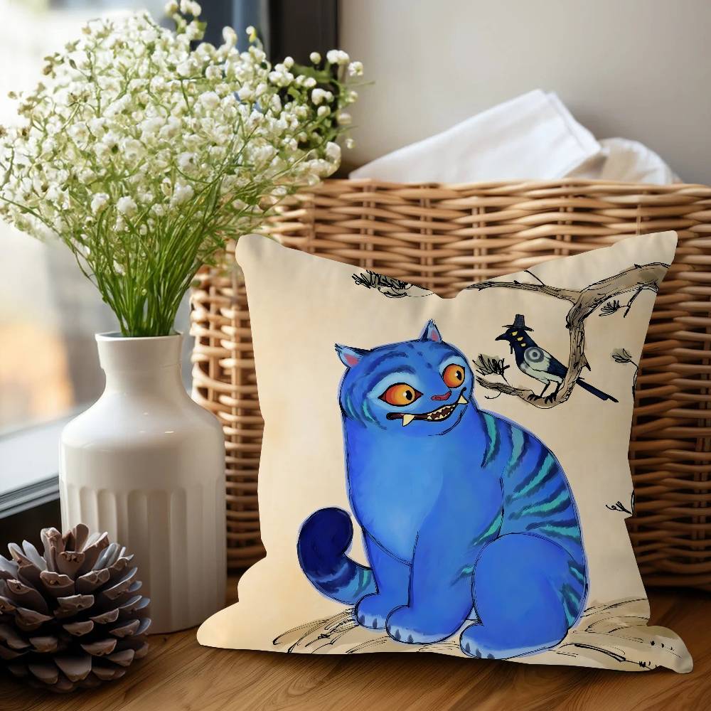 

K-pop Охотники на демонов Тигровый стежок Подушка с изображением Счастливого дракона Наволочка Чехол для подушки для дивана Домашнее украшение комнаты Детский подарок 12x12Inch