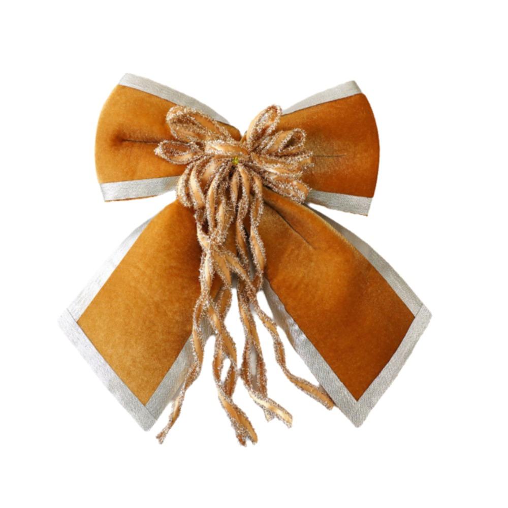 Sparkling Christmas Bow Pendant with Ribbon Flocked Wreath Decorative Bow DIY Christmas Tree Bowknot Navidad