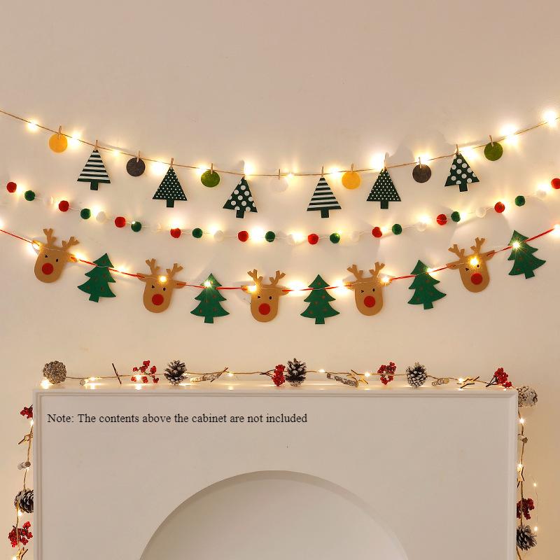 LED String Light DIY Handmade Decorated Merry Christmas Holiday Hanging Home Room Background Pull Flag Banner Christmas Pendant