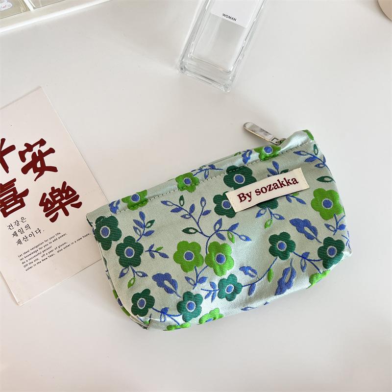 French Embossed Flowers Travel Cosmetic Storage Bag Wallet Cute Women Makeup Kits Handbags Phone Pencil Case Organizer Pouch Bag