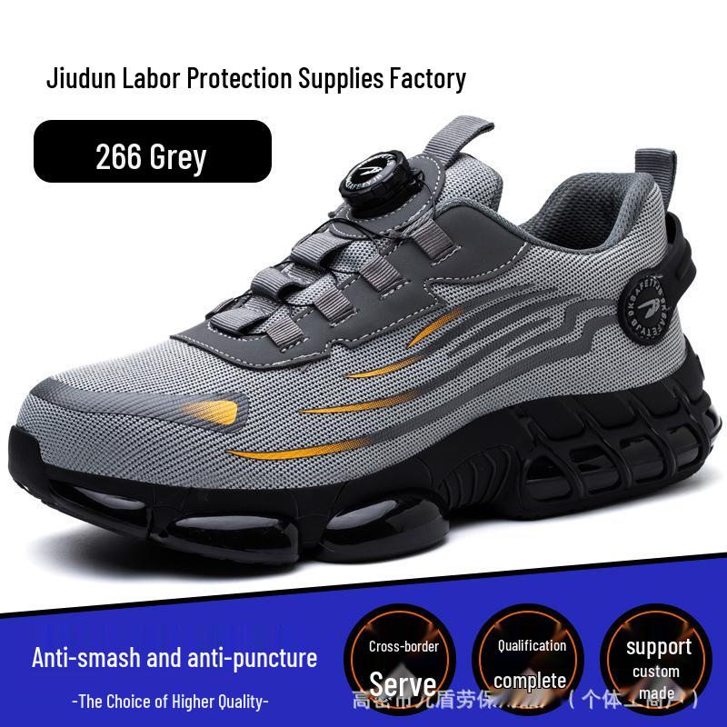 Men’s Lightweight Steel Toe Fly-Knit Shoes: Breathable, Anti-Smash, Anti-Puncture, Elastic Summer Protection