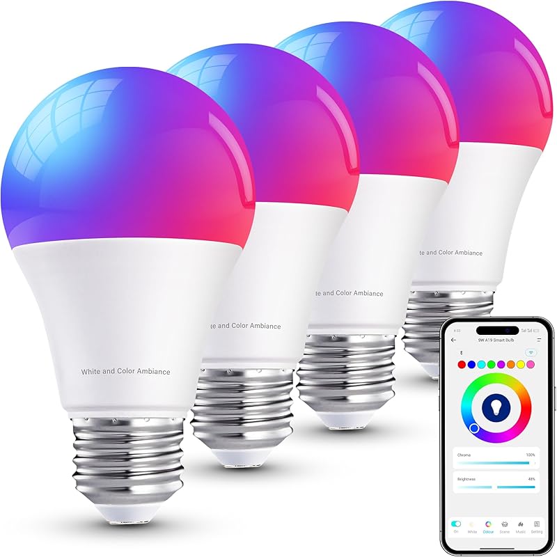Brizled Smart Light Bulbs, Color Changing Light Bulb, RGBWW LED Light Bulbs App Control, E26 A19 Dimmable Smart Bulb Work with Alexa Google Home, 2 Pack