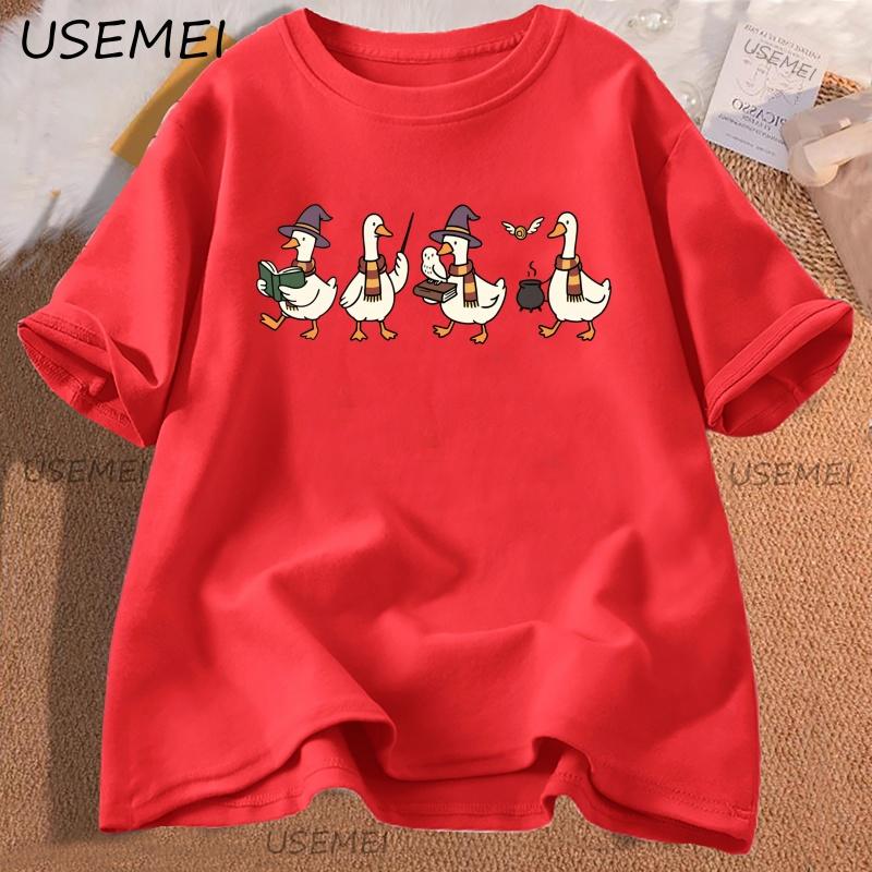 Смешная глупая гусыня Футболка Любитель книг Книжный человек Повседневная хлопковая одежда Харадзюку Круглый вырез Короткий рукав Женская одежда S