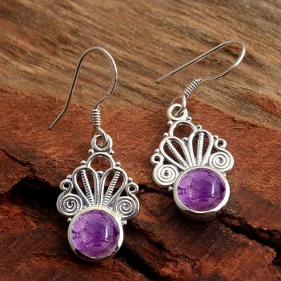 Γυναικείο σκουλαρίκι Amethyst ασήμι 925 Φεβρουάριος Birthstone κοσμήματα στερεό κρεμαστό σκουλαρίκι