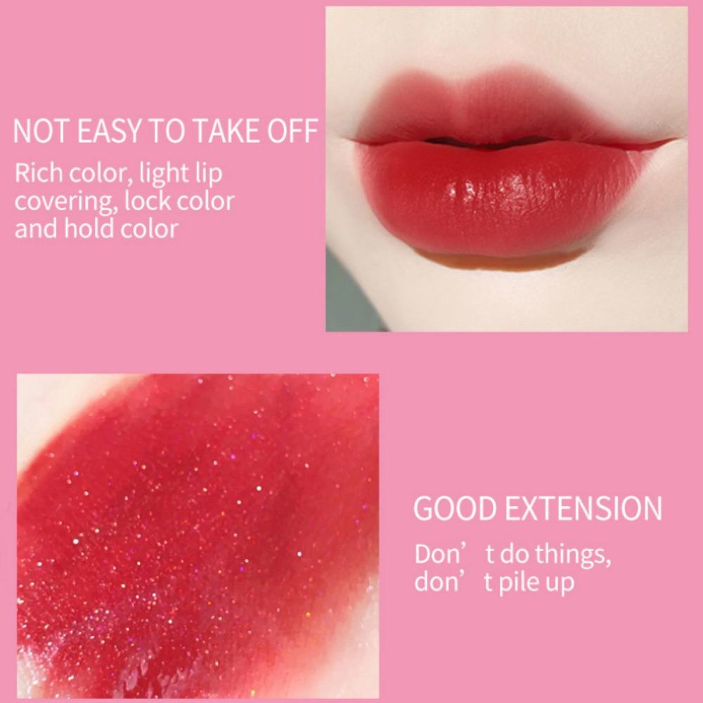 VIBELY Lucidalabbra Opaco Vellutato Trasparente Piccolo Blocchetto Oro È Bianco e a Lunga Durata Senza Macchiare con Lampo di Lucidalabbra Rosso