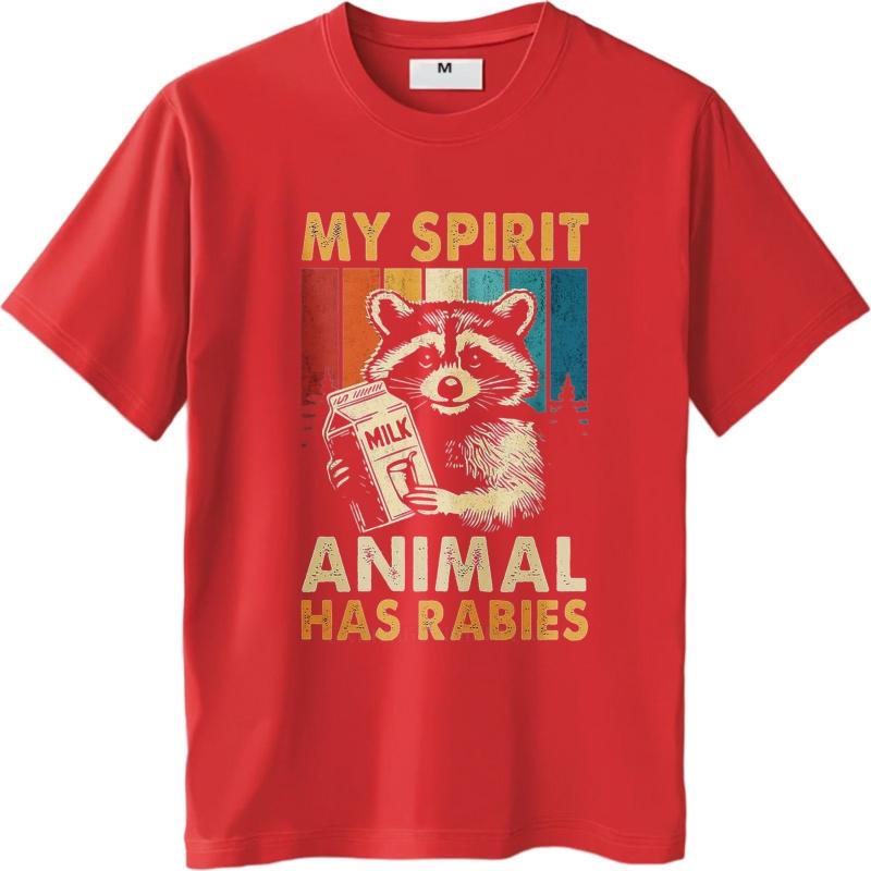 Plus Size summer Man tshirt Racoon Holding Milk Carton Short Sleeve Solid Color Crew Neck tees men cotton tshirt fashion tops