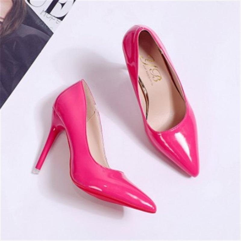 Red Soled High Heels Women's Stiletto High End Single Shoes Black Heels Large Size Pointed Shallow Mouth