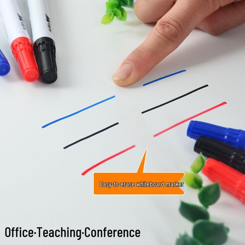Non-Marking, Long-Lasting Water-Based Whiteboard Markers - Black, Red & Blue, Slow-Dry Formula for Enhanced Creativity.