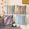 Classic Striped Pillow Case Home Dorm Chair Back Short Plush Double-Sided Printing Office Nap Time Cushion Cover