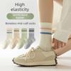 Female Spring and Summer Thin Sports Running Stripe Boneless Tube Cotton Socks