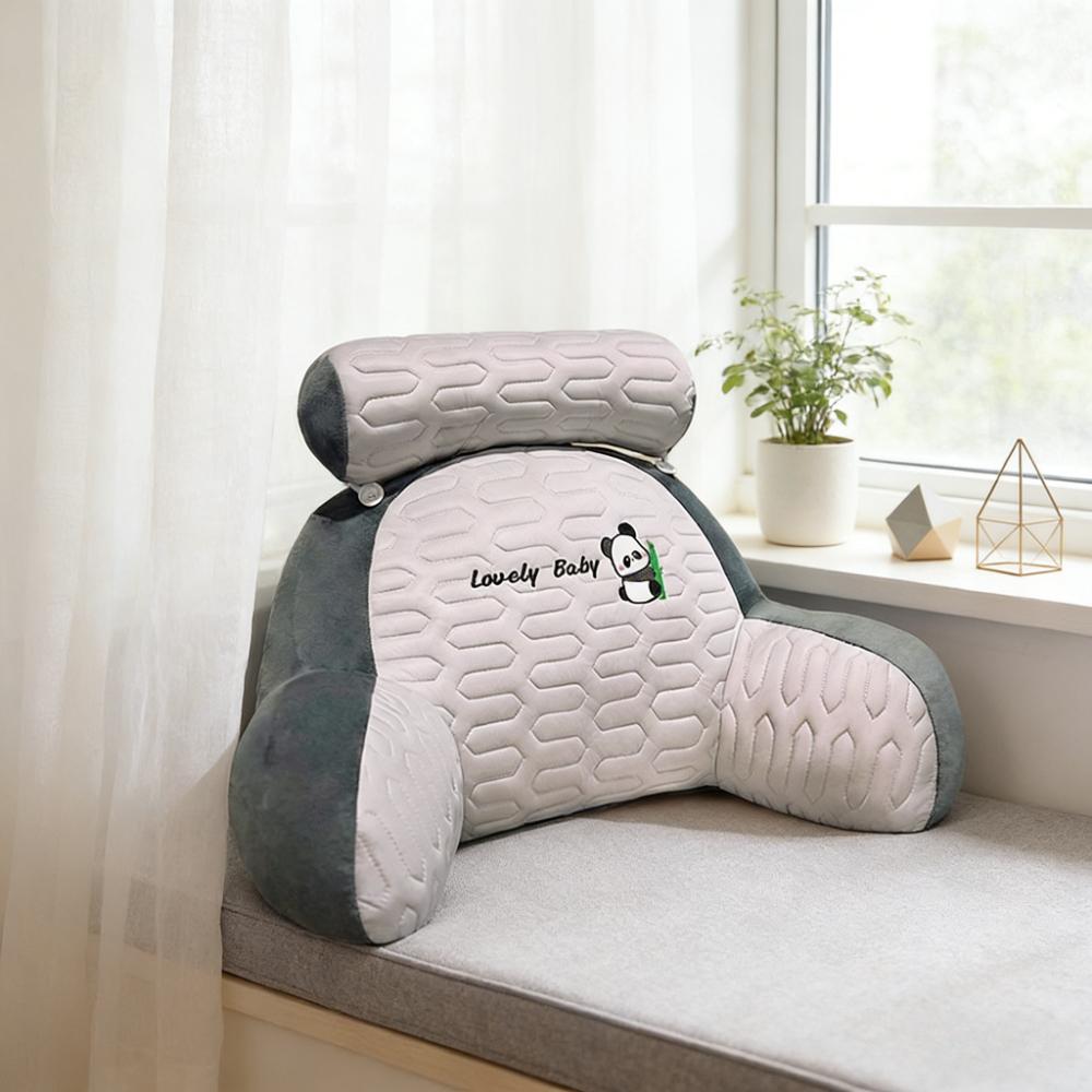 Ice Silk Back Support Pillow with Neck Pillow Ergonomic Bedside Cushions Large Backrest Sofa Pillows Bed Reading Pillows светло-серый