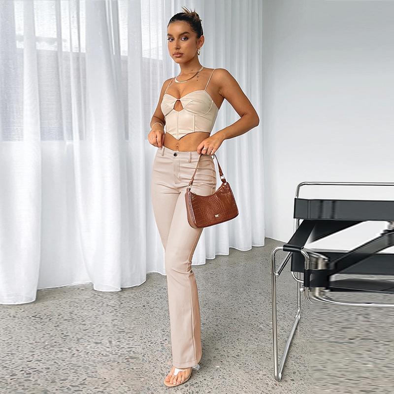 

Женские модные кожаные брюки, женские брюки из искусственной кожи с высокой бомбой, прямые брюки, женские брюки S