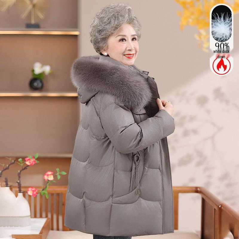

Grandma s 2026 New Style Women s Winter Down Jacket with Big Fur Collar for Middle-aged & Elderly - Warm White Duck Down Coat XL (suggested 80-95 jin)
