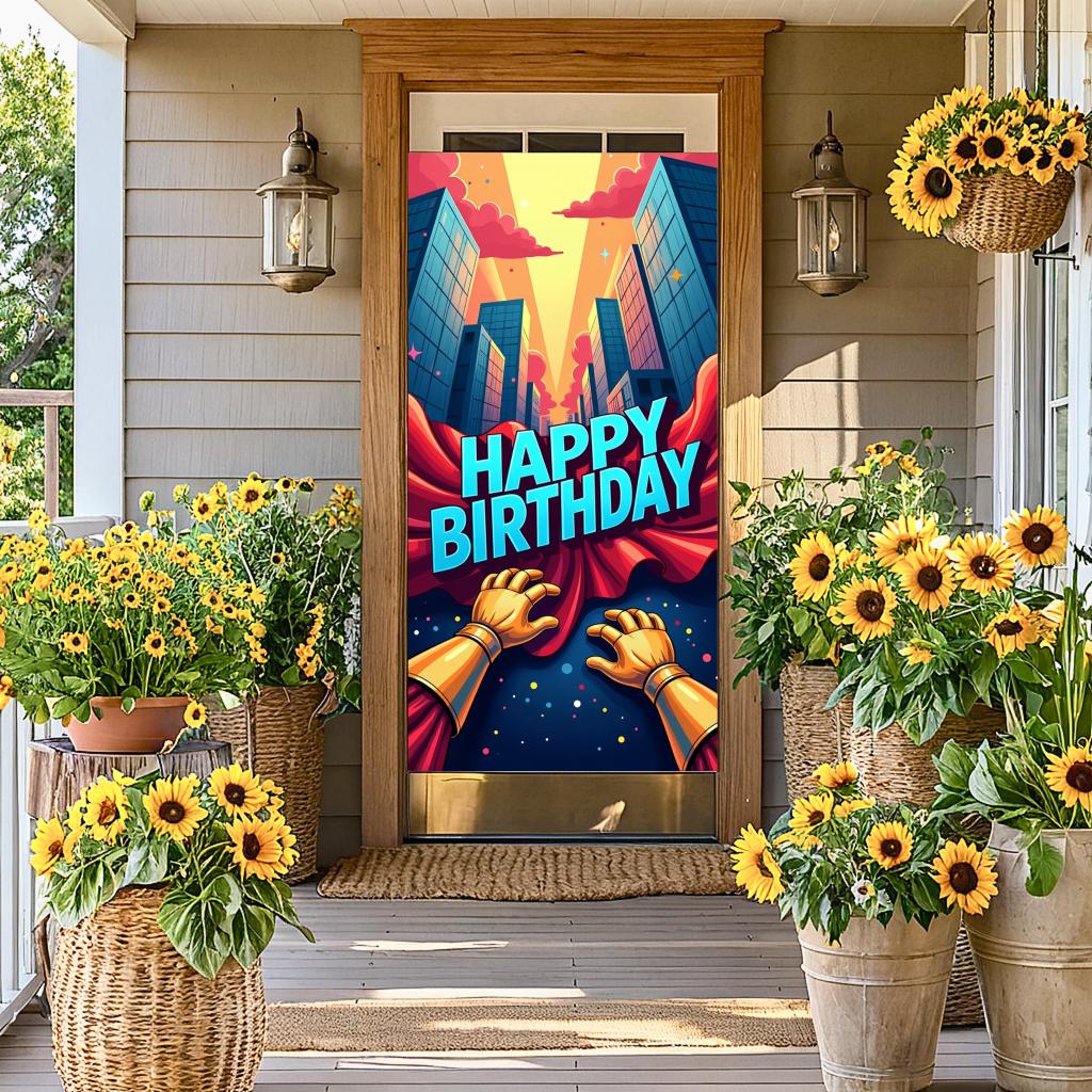 Urban City Banner Superhero Theme Party Backdrop For Special Occasion Indoor Decoration Photo Backdrop