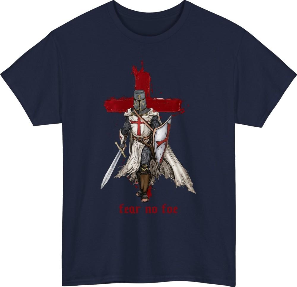 Fear No Foe Medieval Crusader Unisex TShirtSt George Cross Warrior Knight Tee S