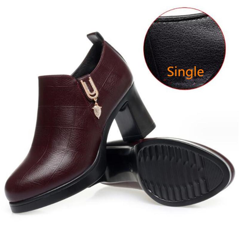 Fashion Black Deep Mouth Women's High Heels Shoes with Fur 2024 Women's Autumn Winter Thick Platform Pumps for Office Model Mom