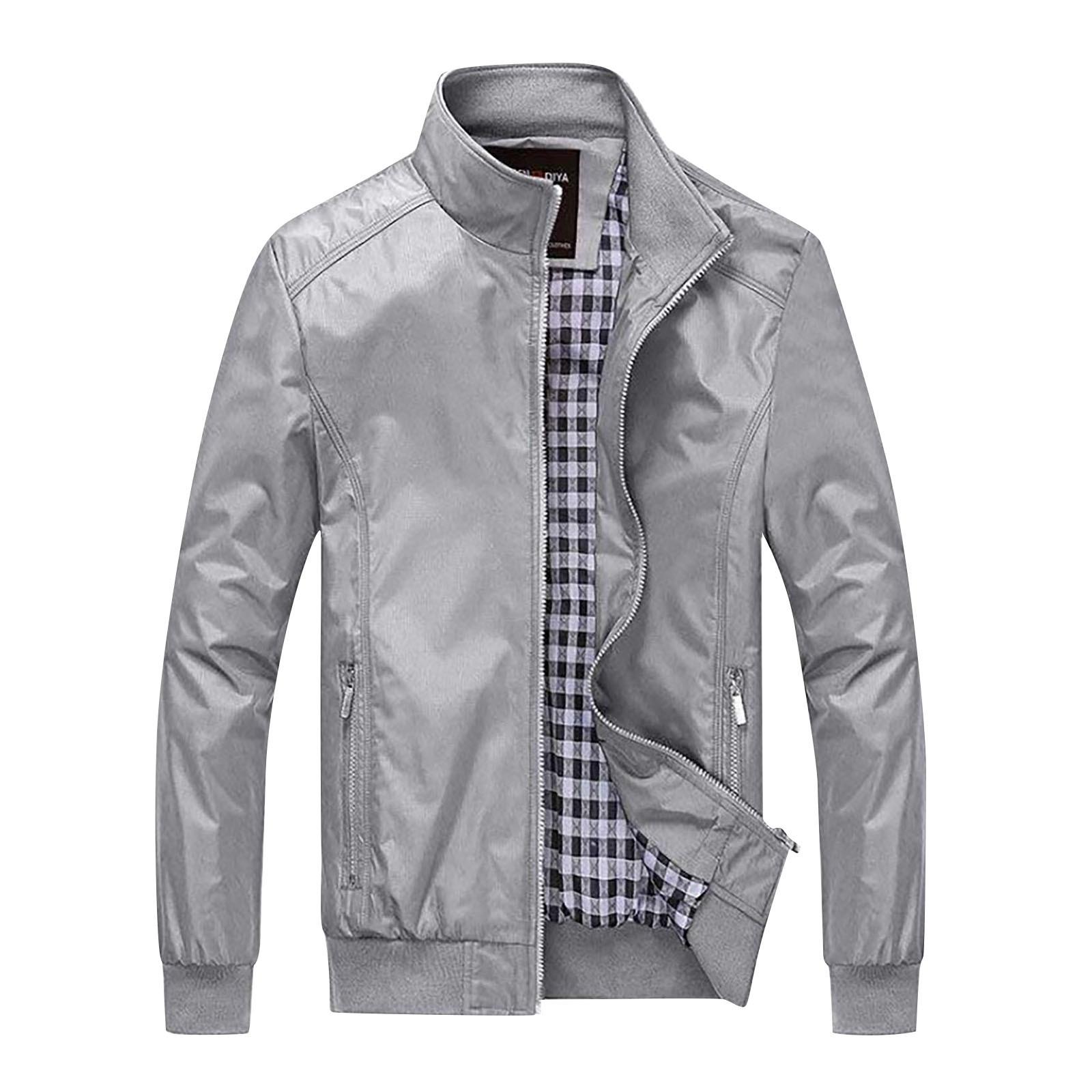 

Мужская куртка с лацканами, однотонное повседневное пальто с карманом на молнии XL