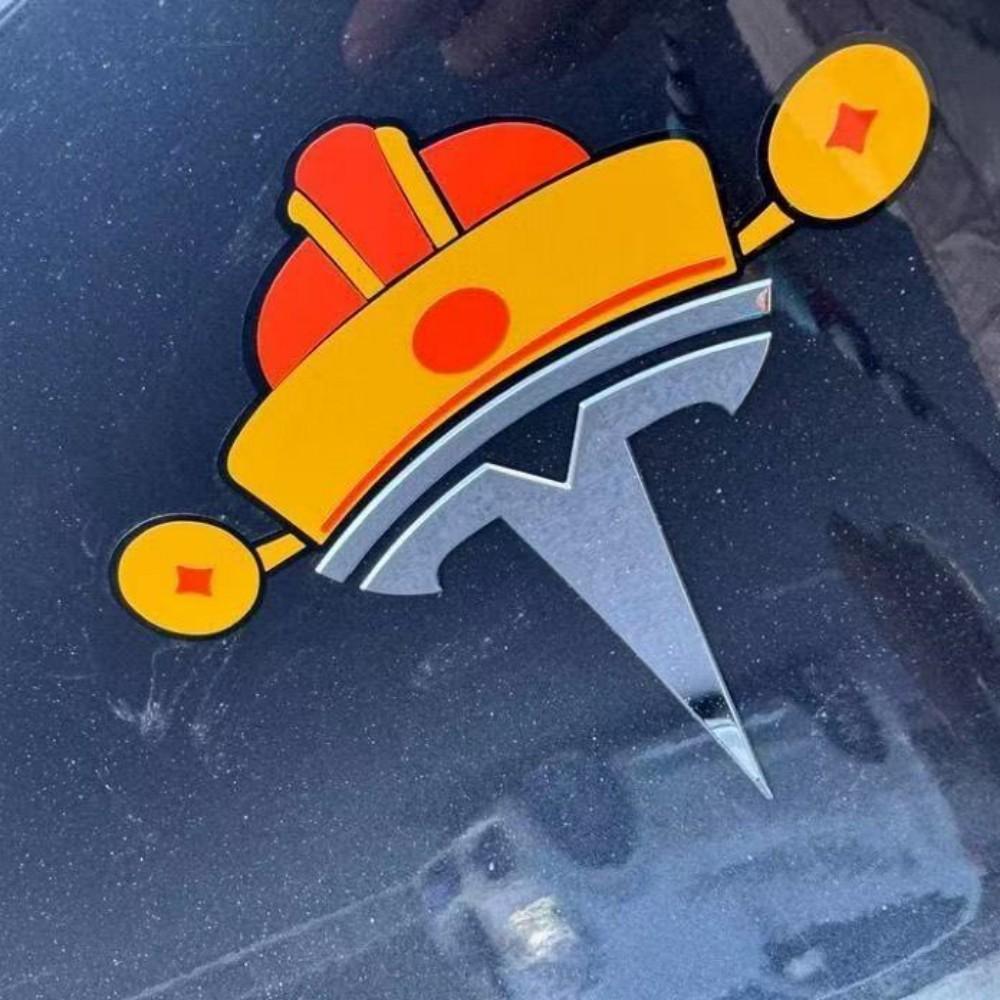 2025 Christmas Car Stickers For Tesla Model 3/Y Creative Santa Hat God of Wealth Hat Elk Shaped Logo Decoration Accessories