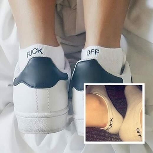 

1 пара черно-белых женских мужских милых носков из вязаной шерсти с забавным принтом в виде букв Fucks Off white