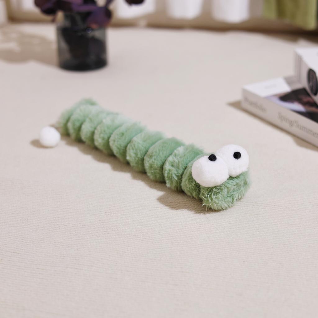 Cat Plush Chew Toy Plush Cushion Caterpillar Catnip Companionship Kitten Toy Cat Teaser Stick Interactive Cat Toy Supplies