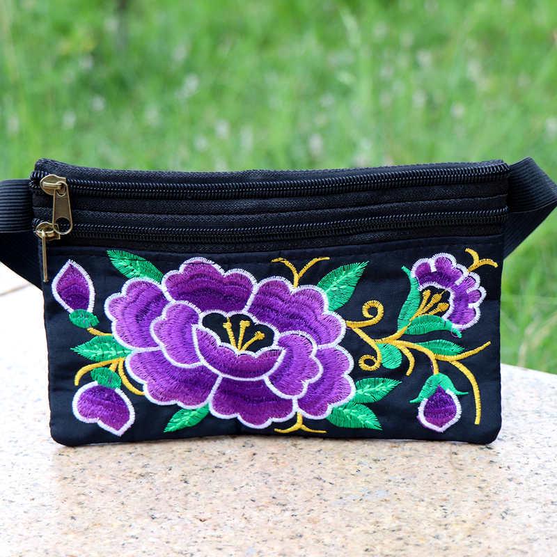 Yunnan Ethnic Style Embroidered Retro Waist Bag for Running and Mobile Phones
