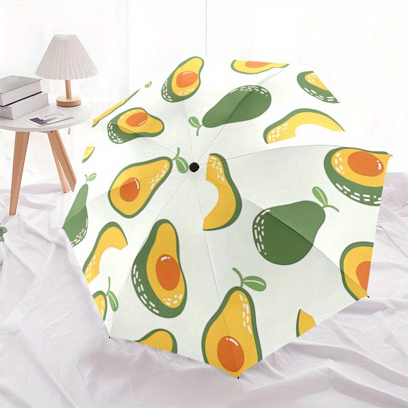 1pc Avocado Pattern Automatic Open 8-Rib Windproof Umbrella, Travel & Commuting, Suitable for All Seasons