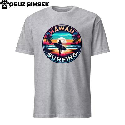 T-shirt Unisex a Maniche Corte Grafica Vintage Hawaii Surfing