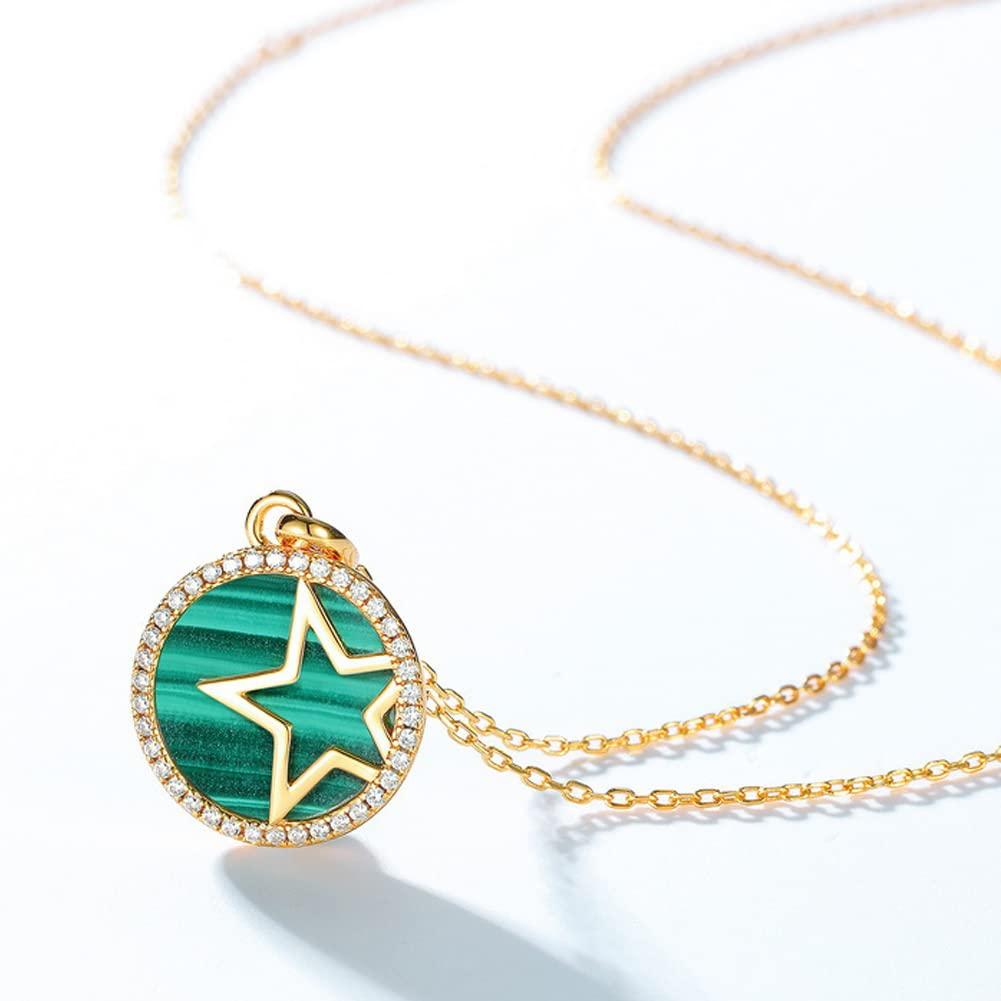 [DAZZARRY] 10K Gold Malachite Necklace for Women - Popular Green - Mother's Day, Birthday, Anniversary Gift