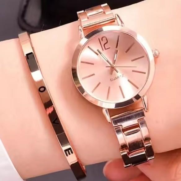 

Ladies Watch Temperament Steel Belt Ladies Watch Watch Fashion Simple Trend Ladies Quartz Watch Bracelet Set large price