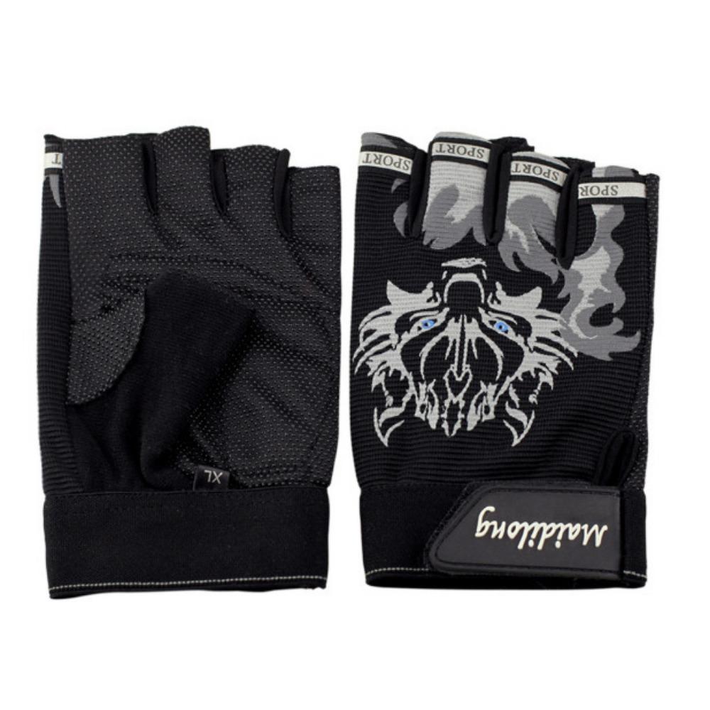 

Перчатки без пальцев мужские тонкие дышащие с волчьей головой небесно-голубой