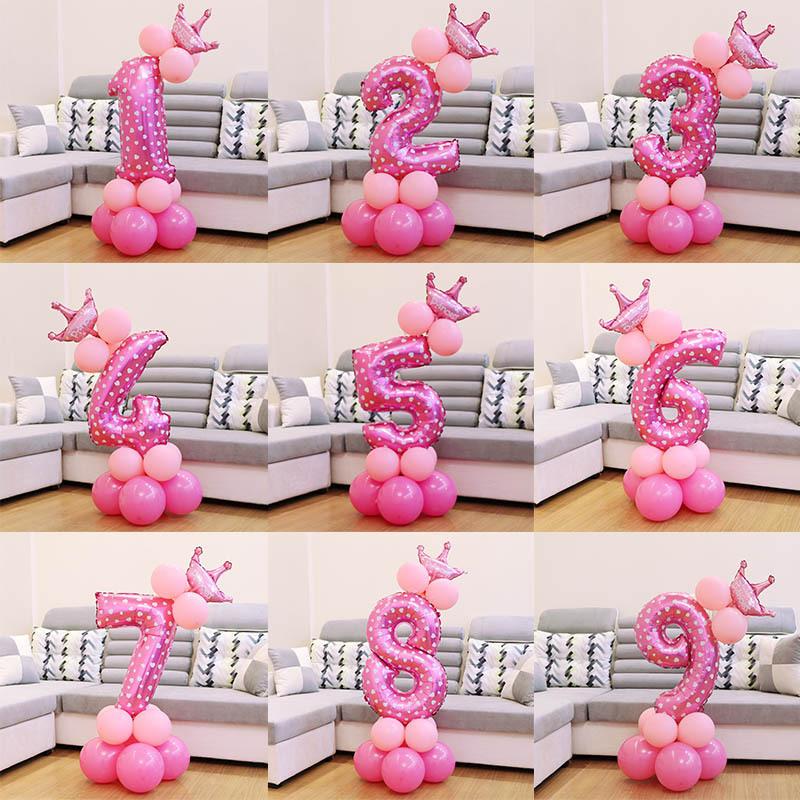 Gradual Change 32 Inch Digital Road Lead Balloon, Column Party Decoration Birthday Aluminum Film Latex Metal Balloon