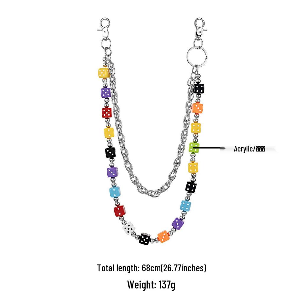 European & American Hip Hop Colorful Dice Waist Chain - Trendy, Versatile Fashion Accessory