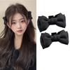 2Pcs Black Bow Hair Clips for Women, Cute Elf Ear Hair Barrettes, Puffy Bow Hair Accessories for Face Slimming, Perfect for Daily Use