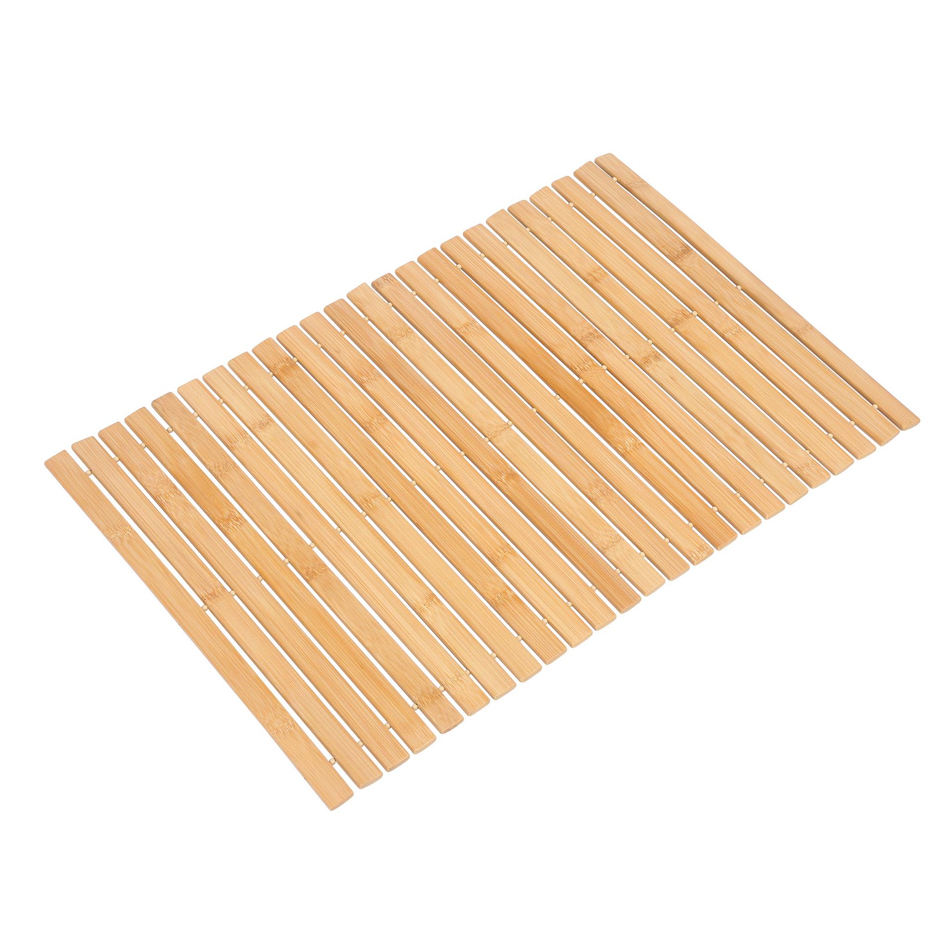 Portable Bamboo Foldable Stool with Anti-Slip Bath Mat for Steam Room