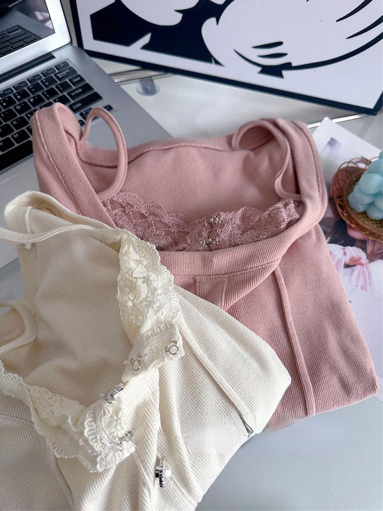 Camisetas Vintage Mori Girl Falsas Duas Peças Mulheres Renda Patchwork Doce Laço Croppeds Estética Feminina Sólida Kawaii Pulôver Novo