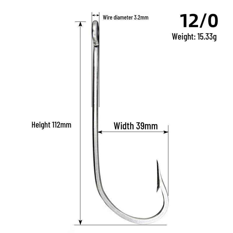 Stainless Steel Barbed Seahorse Fishing Hook 12/0