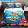 Cartoon Sea Turtle Artwork 3pcs Bedding,Including 1pc Duvet Cover And 2pcs Pillowcases Perfect for Christmas,Ideal for Bedroom, Dormitory