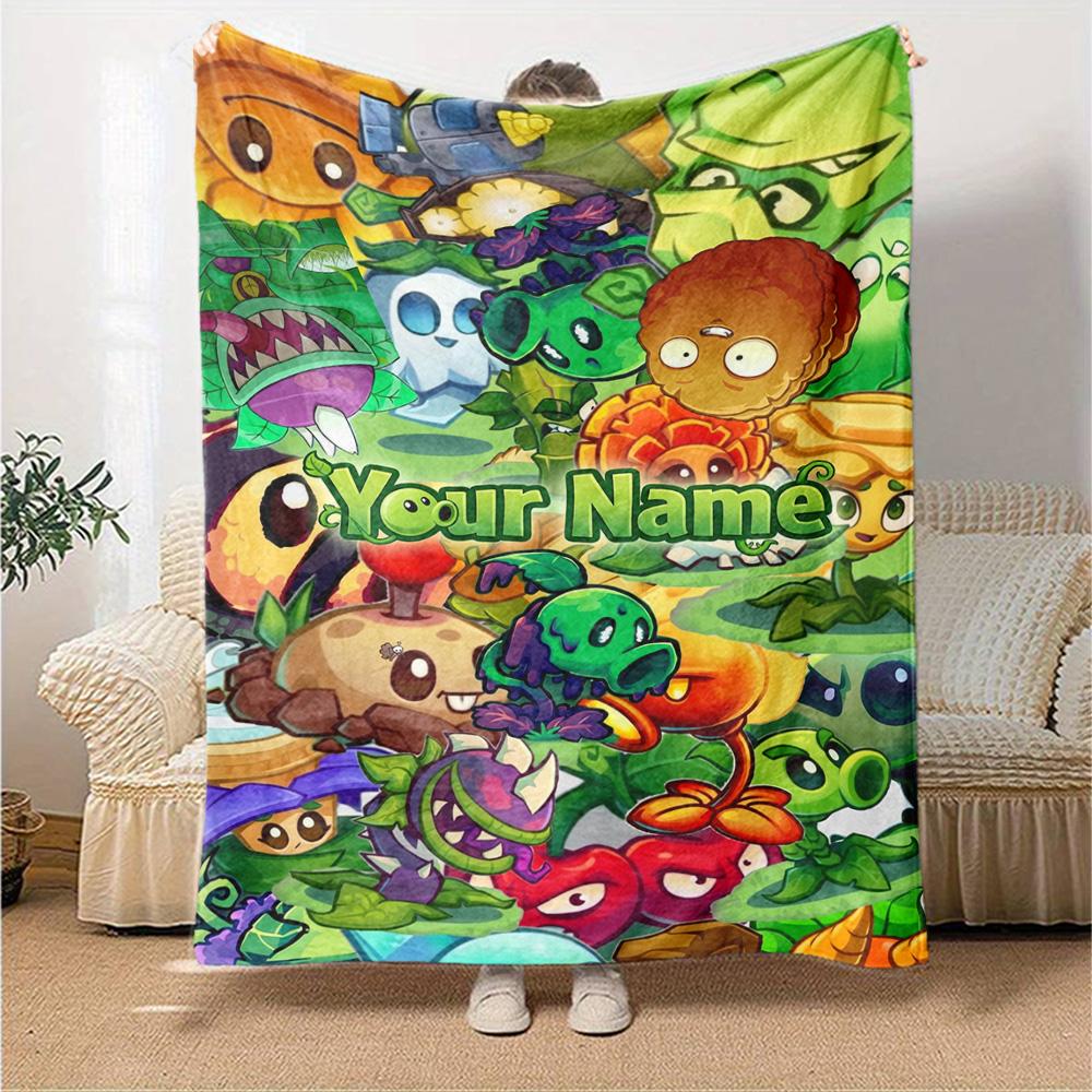Plants vs. Pătură cu text personalizabil cu zombi Pătură multifuncțională personalizabilă Moale Caldă Confortabilă Potrivită pentru Lenjerie de pat Pat Picnicuri Malul mării Pentru Toate Ocaziile