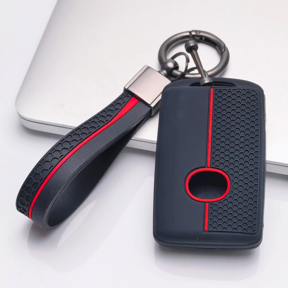 Silicone Key Fob Cover Compatible with Mazda 3 6 CX3 CX5 CX9 MX5 Miata Smart Key with 3 Buttons Lock Unlock and Hold Panic Function Soft Protective