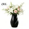 Kreativer Pflanzen-Display-Halter Blattförmige Kunstvase, 3D-gedruckte matte verdrehte florale moderne Skulptur Dekorative Vase für Blumen Blume Wohnzimmer