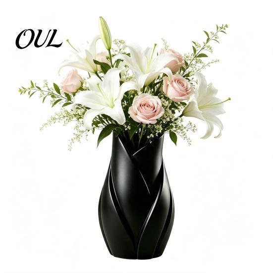 Kreativer Pflanzen-Display-Halter Blattförmige Kunstvase, 3D-gedruckte matte verdrehte florale moderne Skulptur Dekorative Vase für Blumen Blume Wohnzimmer