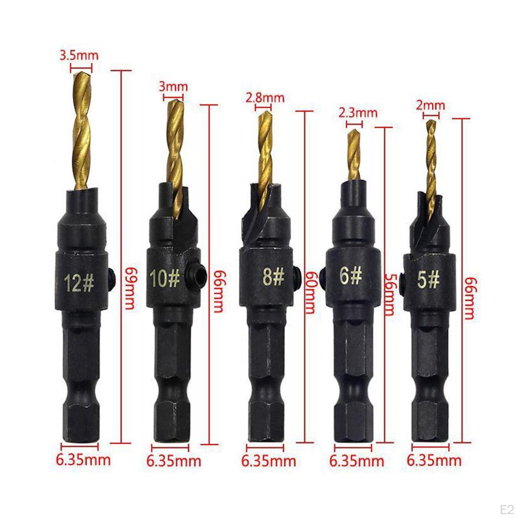 Countersink Set with Hex Shank Woodworking