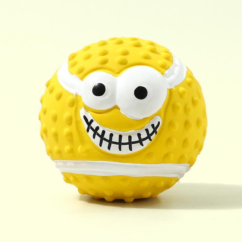 

New Smiling Face Ball Latex Sound-making Toy Teeth Grinding and Cleaning Pet Latex Ball Dog Toy Pet Supplies About 7cm жёлтый