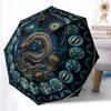 Ocean Mystery Glass Pattern Umbrella, Portable and Foldable Design, 8 Ribs, a Casual Accessory for Halloween, Christmas, and Birthday Gifts.
