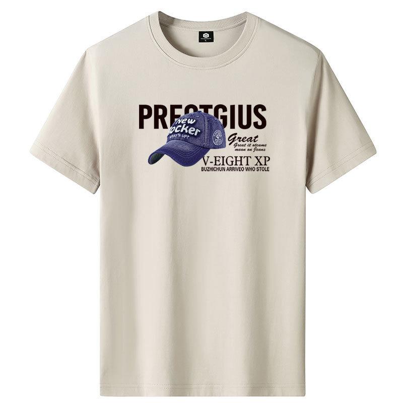 

GMXIA Хлопковая футболка с коротким рукавом Мужская модная свободная рубашка с коротким рукавом с принтом XXXXXXL абрикосовый