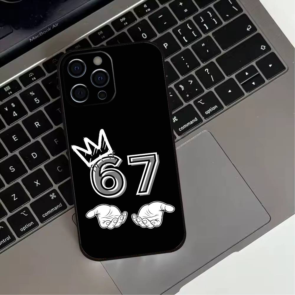 Six Seven 67 Phone Case For iPhone 17,16,15,14,13,12,11 Plus,Pro Max,XS,Soft Silicone Black Cover