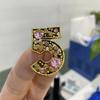 Classic 5-Character Brooch With Diamonds, Digital 5-Pin Coat Accessory Brooch